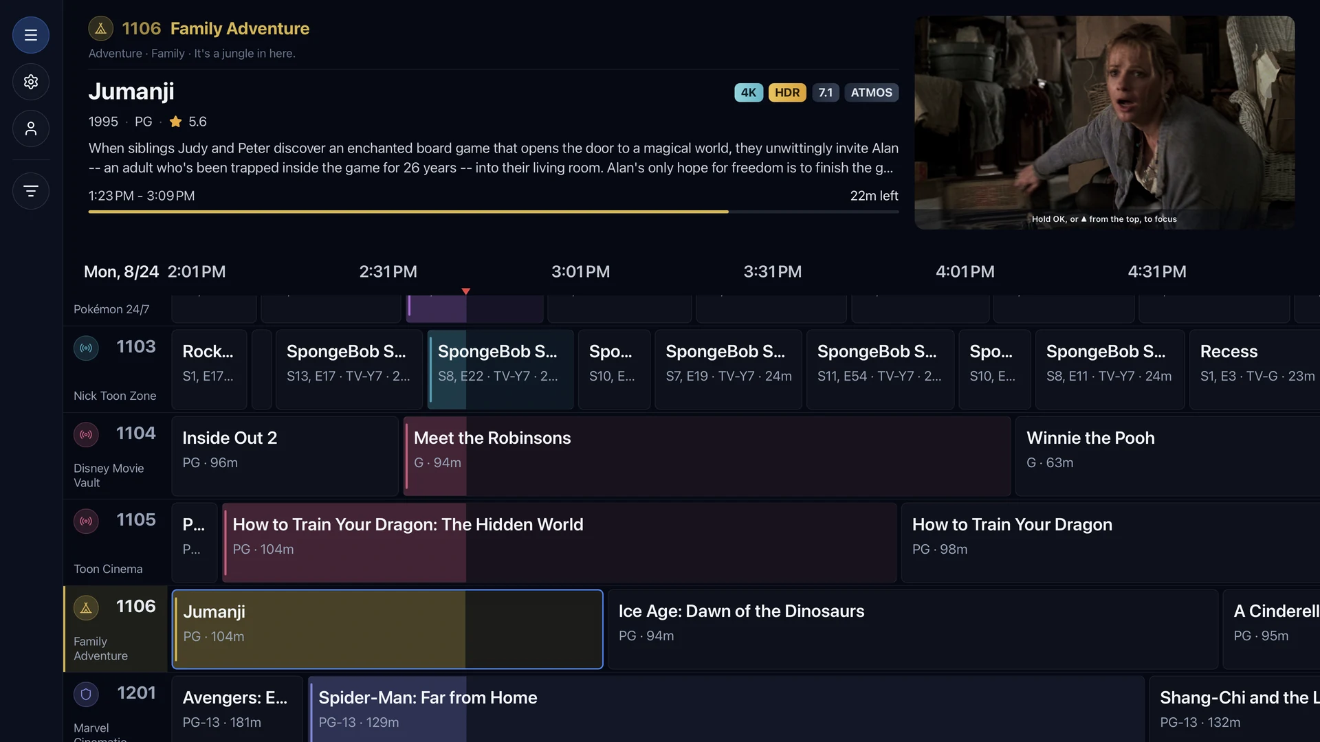The Airwave channel guide on Apple TV