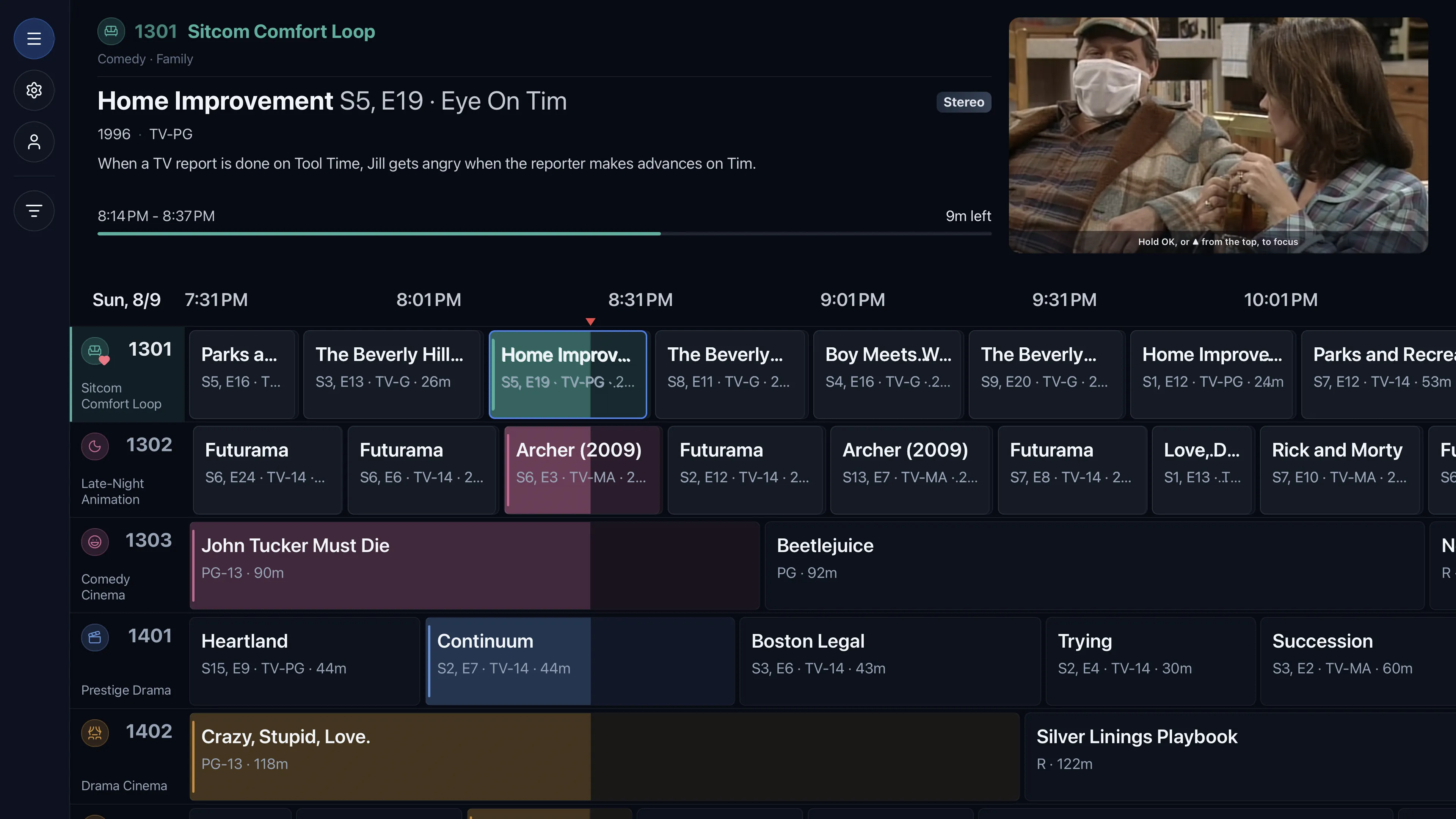 The Airwave channel guide on Apple TV