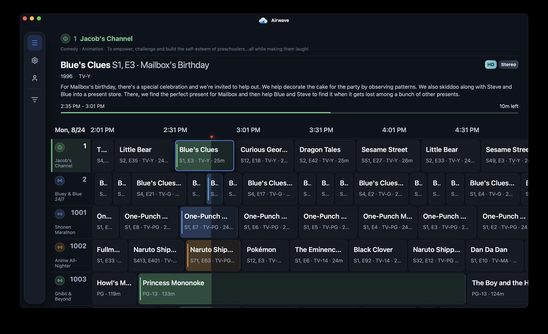 The Airwave native desktop app on macOS